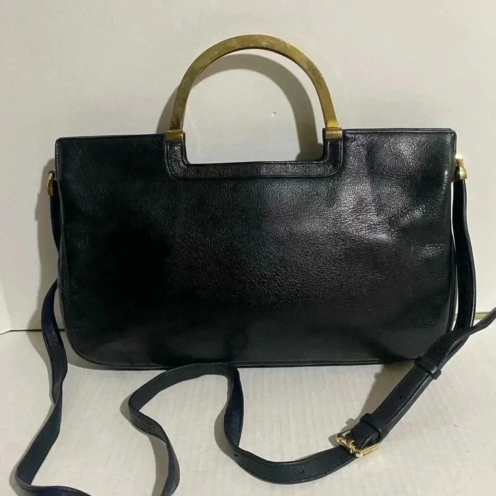 Suarez vintage black leather satchel handbag